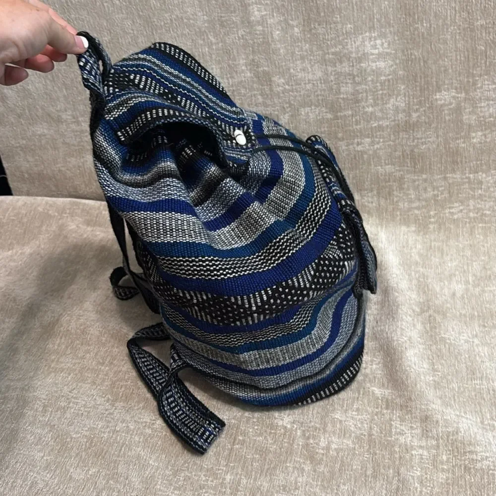 Pinzon Blue and Black Striped Backpack